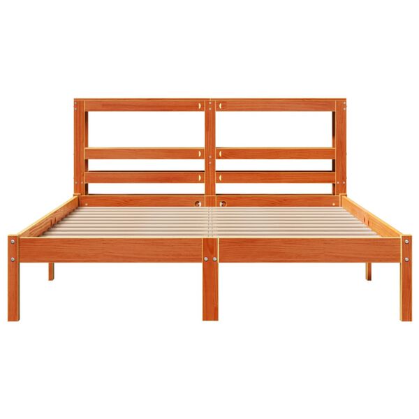 vidaXL Cadre de lit et t&ecirc;te de lit sans matelas cire marron 140x190 cm