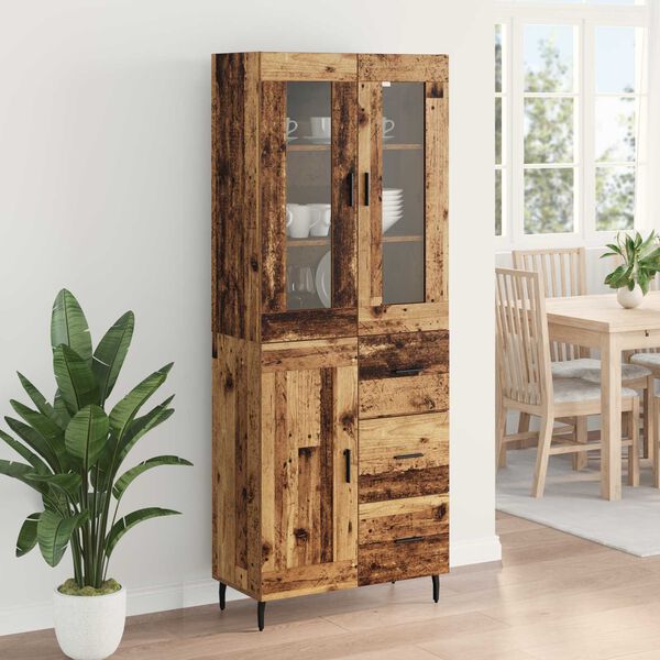 vidaXL Haut Armoire avec tiroir 2 pcs Bois Ancien Bois d'ing&eacute;nierie