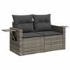 vidaXL Salon de jardin avec coussins 14 pcs gris r&eacute;sine tress&eacute;e