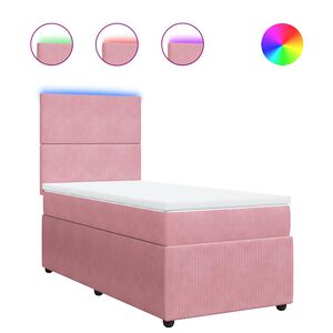vidaXL Sommier &agrave; lattes de lit avec matelas Rose 100x200 cm Velours
