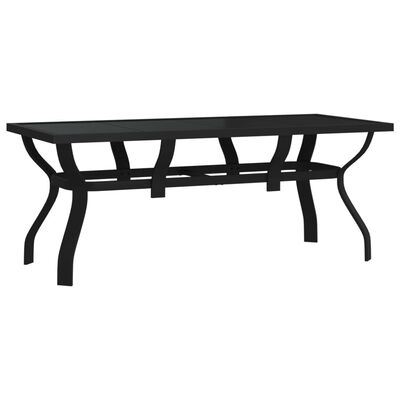 vidaXL Table de jardin Noir 180x80x70 cm Acier et verre