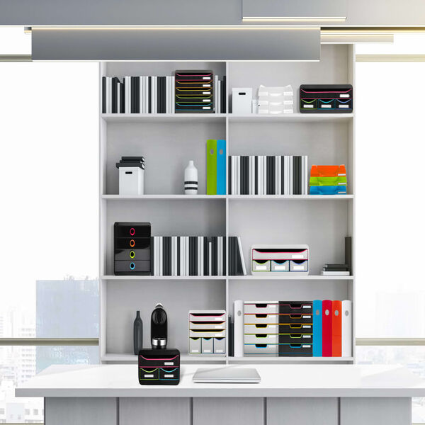 Exacompta Set de tiroirs bureau Small-Box Black Office 3 tiroirs Noir