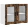 vidaXL Armoire murale de cuisine avec porte en verre Porto ch&ecirc;ne fum&eacute;
