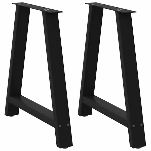 vidaXL Pieds de table à manger en forme de A, 2 pièces, noir, 70 x (72-73) cm, acier