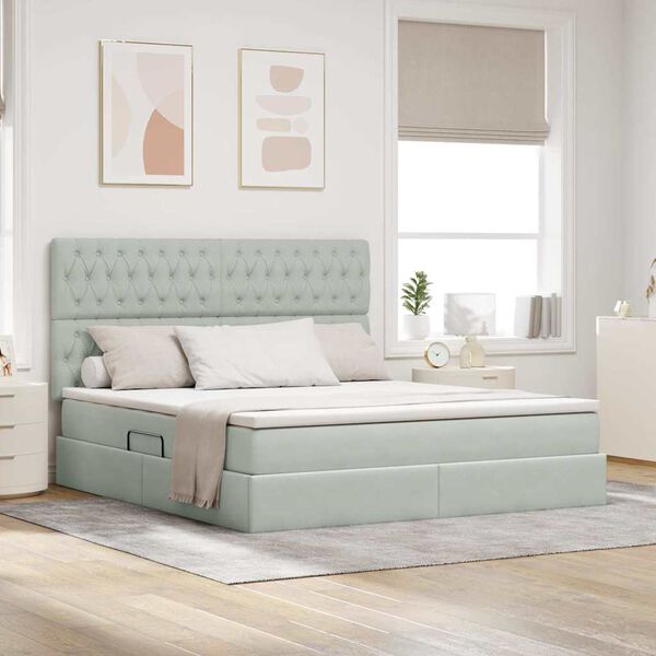 vidaXL Lit avec rangement et LED Gris clair 180 x 200 cm Velours