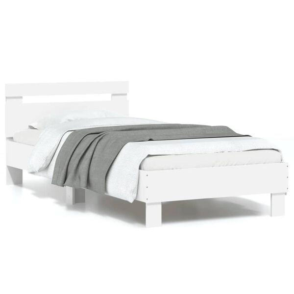 vidaXL Cadre de lit sans matelas avec lumi&egrave;res LED blanc 90x190 cm