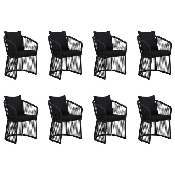 vidaXL Ensemble &agrave; manger de jardin avec coussins 9 pcs noir