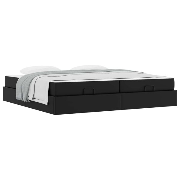 vidaXL Cadre de lit avec matelas avec matelas 2 pcs Noir PVC