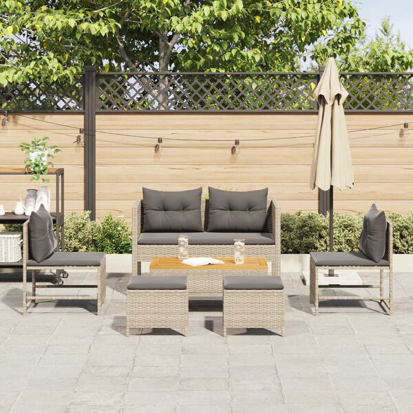vidaXL Ensemble de canap&eacute; de jardin 6 pcs Gris clair et gris fonc&eacute;