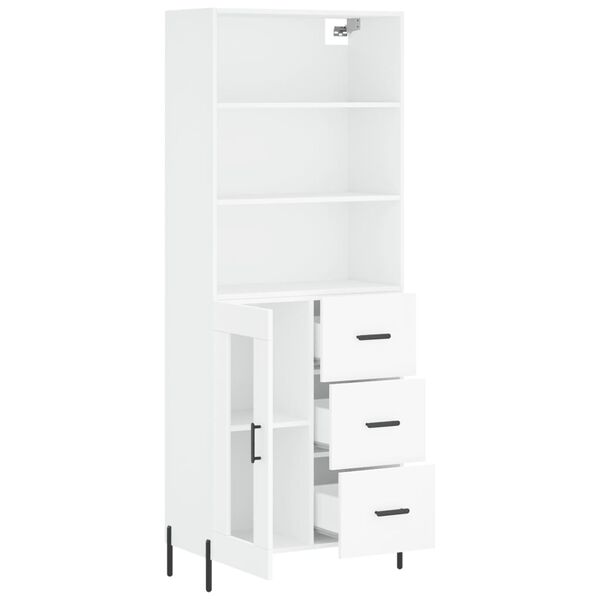 vidaXL Buffet haut Blanc 69,5x34x180 cm Bois d'ing&eacute;nierie