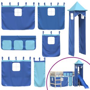 vidaXL Rideaux pour lit mezzanine avec tour bleu polyester