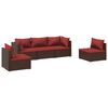 vidaXL Salon de jardin 5 pcs avec coussins R&eacute;sine tress&eacute;e Marron