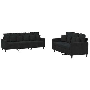 vidaXL Ensemble de canap&eacute;s 2 pcs avec coussins Noir Velours
