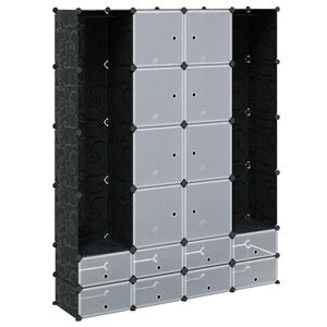 vidaXL Armoire modulaire 18 compartiments Noir et blanc 37x146x180,5cm