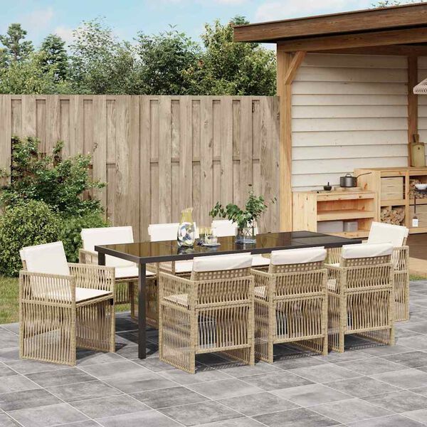 vidaXL Ensemble de salle &agrave; manger pour jardin 9 pcs Beige