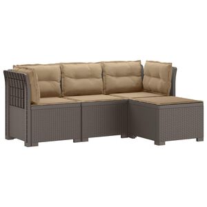 vidaXL Canap&eacute; de jardin 4 places avec coussins style rotin PP