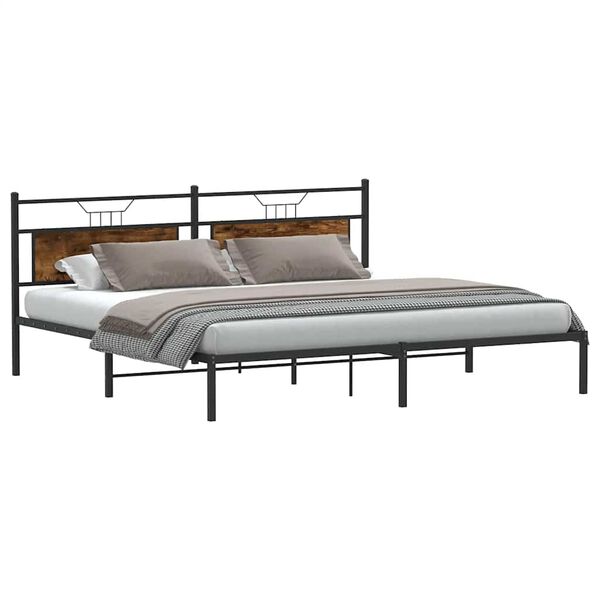 vidaXL Cadre de lit sans matelas ch&ecirc;ne fum&eacute; 200x200 cm bois ing&eacute;nierie
