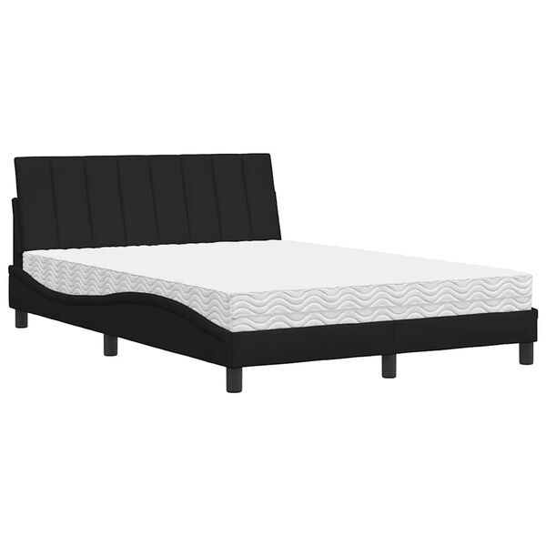 vidaXL Lit avec matelas Hanko noir 120x200 cm tissu