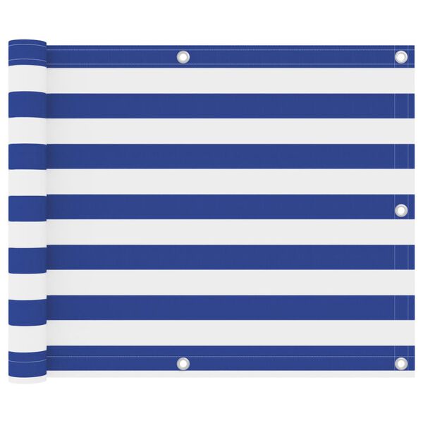 vidaXL Écran de balcon Blanc et bleu 75x500 cm Tissu Oxford