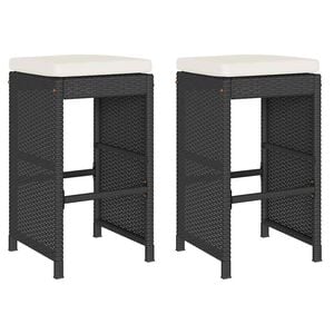 vidaXL Tabourets de bar jardin coussins lot de 2 noir r&eacute;sine tress&eacute;e