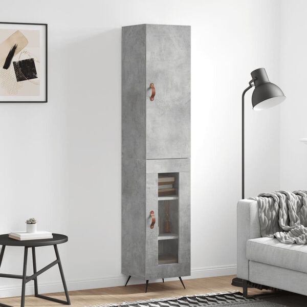vidaXL Buffet haut Gris b&eacute;ton 34,5x34x180 cm Bois d'ing&eacute;nierie