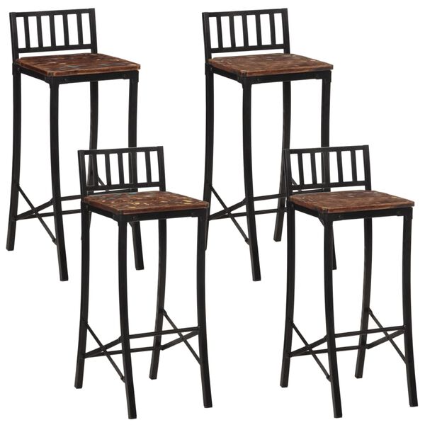 vidaXL Chaises de bar lot de 4 bois de r&eacute;cup&eacute;ration massif