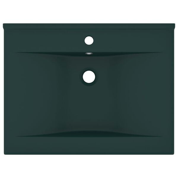 vidaXL Lavabo avec trou de robinet Vert foncé mat 60x46 cm Céramique
