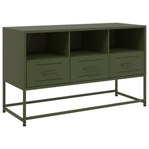 vidaXL Meuble TV vert olive 100,5x39x60,5 cm acier