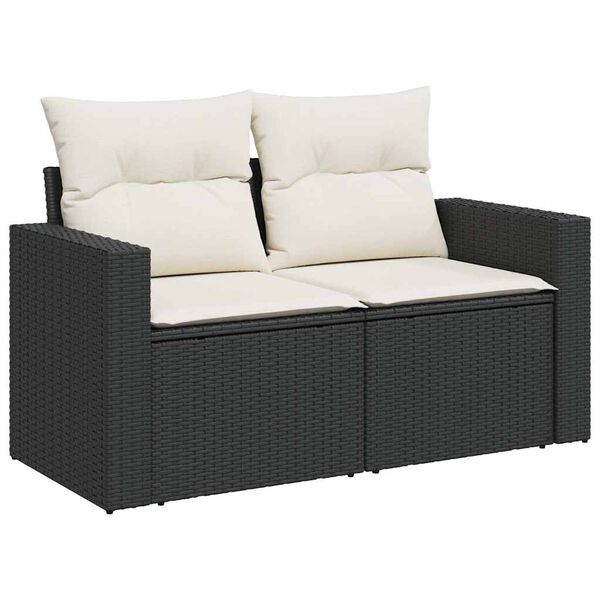 vidaXL Salon de jardin 6 pcs avec coussins noir r&eacute;sine tress&eacute;e