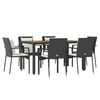 vidaXL Ensemble &agrave; manger de jardin coussins 7pcs Noir R&eacute;sine tress&eacute;e