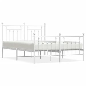 vidaXL Cadre de lit m&eacute;tal sans matelas et pied de lit blanc 140x190 cm