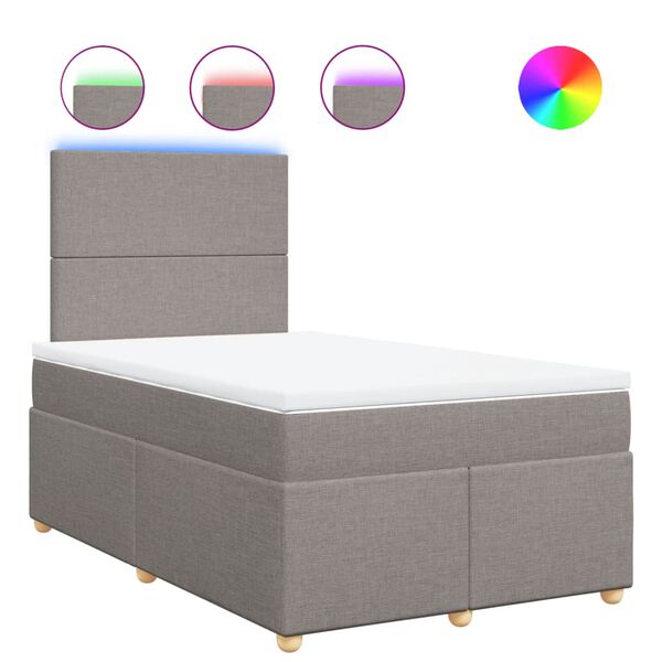 vidaXL Sommier &agrave; lattes de lit avec matelas Taupe 120x200 cm Tissu