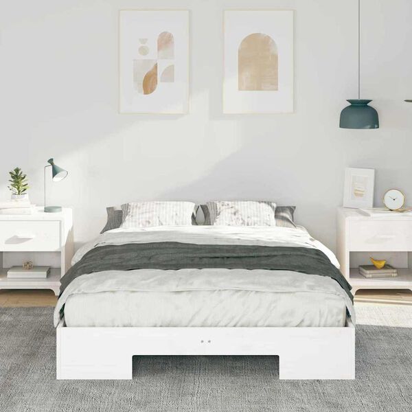 vidaXL Cadre de lit sur&eacute;lev&eacute; Blanc 120 x 190 cm Bois massif en pin