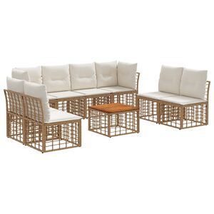 vidaXL Ensemble de canap&eacute;s d'ext&eacute;rieur 9 pcs Blanc Naturel et Cr&egrave;me