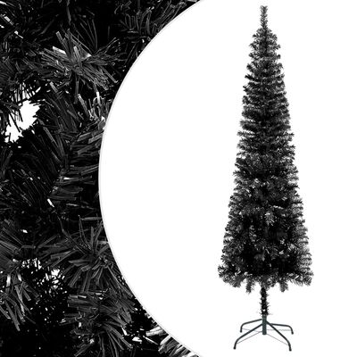 vidaXL Arbre de Noël mince pré-éclairé noir 240 cm