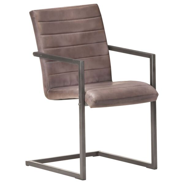 vidaXL Chaises à manger cantilever lot de 2 marron cuir véritable