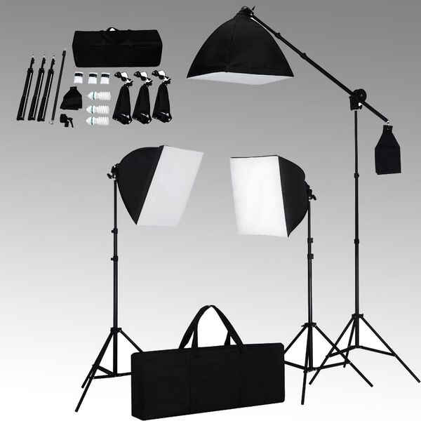 vidaXL Kit de studio photo bo&icirc;tes &agrave; lumi&egrave;re toile de fond r&eacute;flecteur