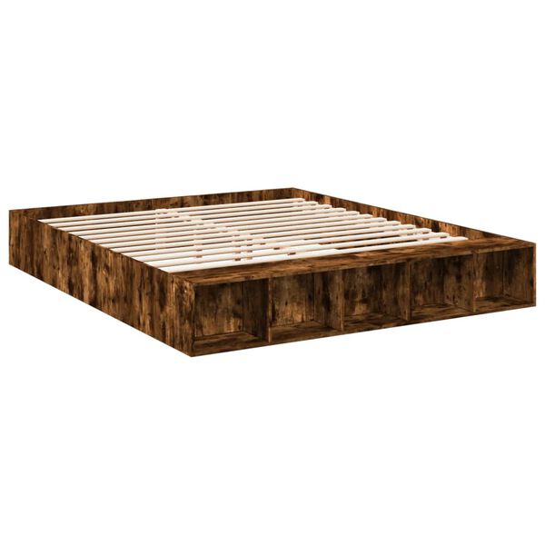 vidaXL Cadre de lit sans matelas ch&ecirc;ne fum&eacute; 200x200 cm