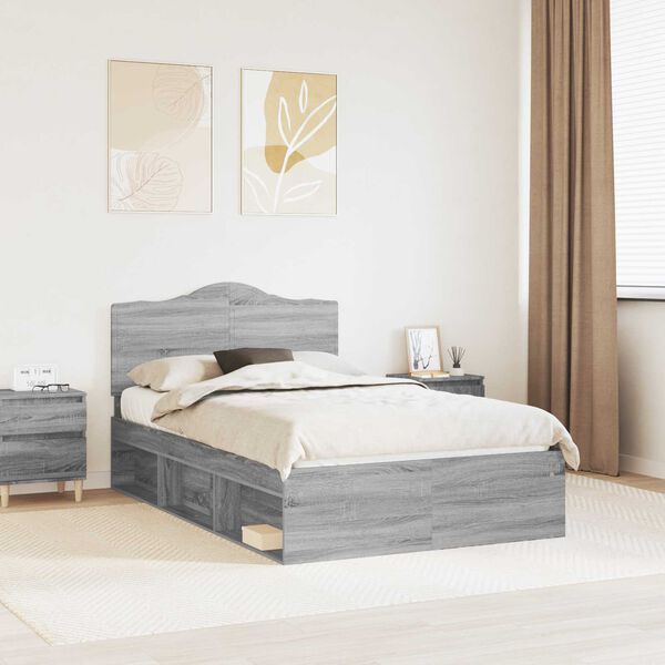 vidaXL Cadre de lit Gris Sonoma 120 x 190 cm Pin massif