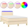 vidaXL Sommier &agrave; lattes de lit avec matelas LED Cr&egrave;me 120x200 cm Tissu