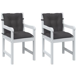 vidaXL Coussins de chaise &agrave; dossier bas lot de 2 anthracite m&eacute;lang&eacute;