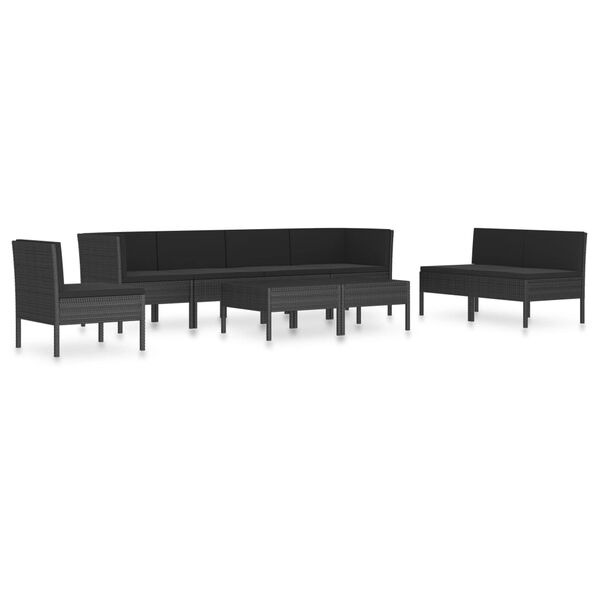 vidaXL Salon de jardin 9 pcs avec coussins R&eacute;sine tress&eacute;e Noir