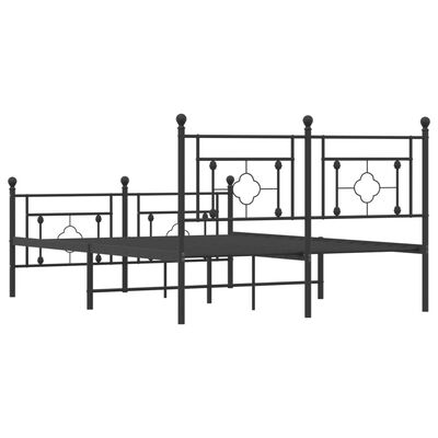 vidaXL Cadre de lit métal sans matelas avec pied de lit noir 140x190cm