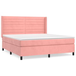 vidaXL Sommier &agrave; lattes de lit avec matelas Rose 180x200 cm Velours