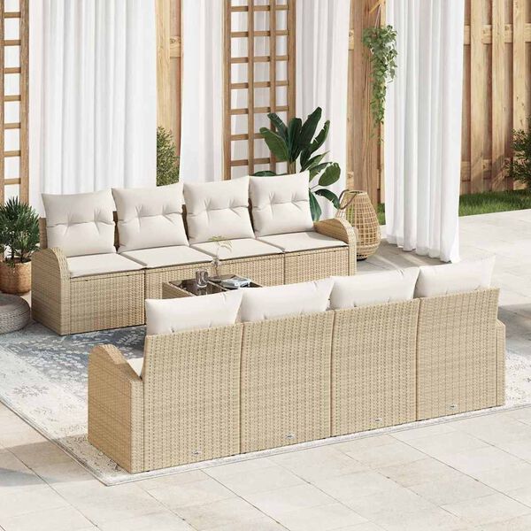 vidaXL Ensemble de canapé de jardin Beige 55 x 55 x 37 cm polyrotin