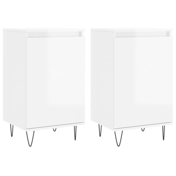 vidaXL Buffets 2 pcs blanc brillant 40x35x70 cm bois d'ingénierie