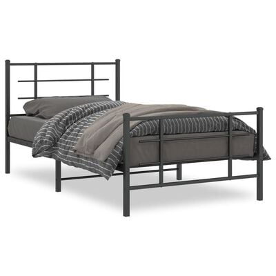 vidaXL Cadre de lit métal sans matelas et pied de lit noir 100x200 cm