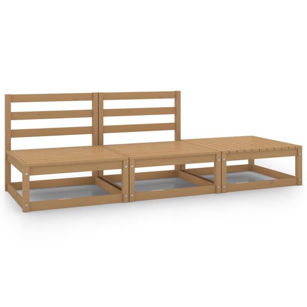 vidaXL Salon de jardin 3 pcs Marron miel Bois de pin massif