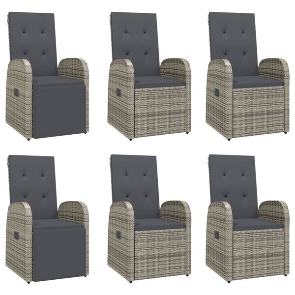 vidaXL Ensemble &agrave; manger de jardin et coussins 7 pcs gris rotin