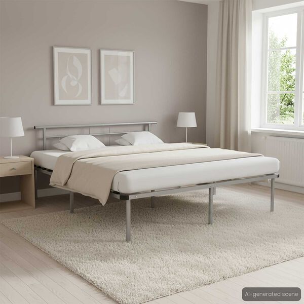 vidaXL Cadre de lit sans matelas gris m&eacute;tal 200x200 cm